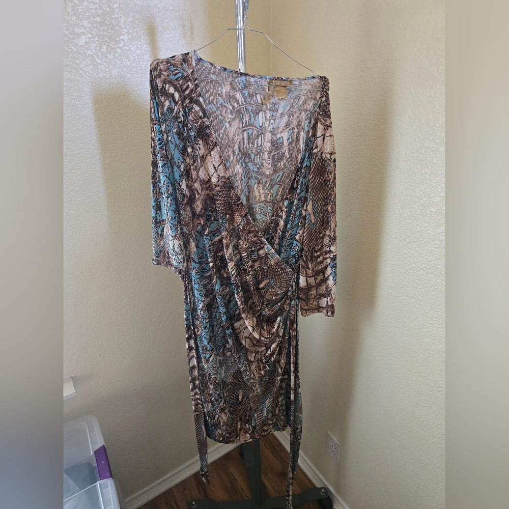 Miss Tina Patterned Long Sleeve Pullover Dress
